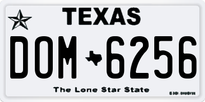 TX license plate DOM6256