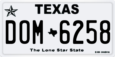 TX license plate DOM6258