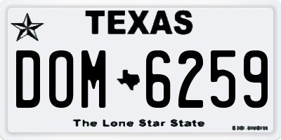 TX license plate DOM6259