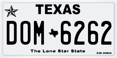 TX license plate DOM6262