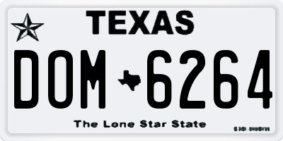 TX license plate DOM6264