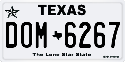 TX license plate DOM6267