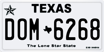 TX license plate DOM6268