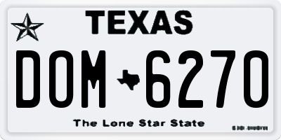TX license plate DOM6270
