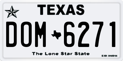 TX license plate DOM6271