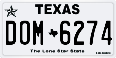 TX license plate DOM6274