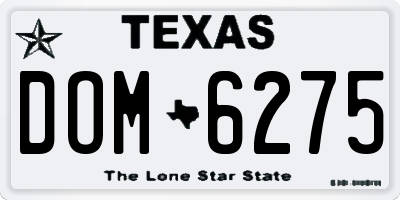 TX license plate DOM6275