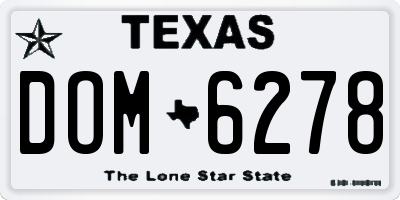 TX license plate DOM6278