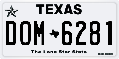 TX license plate DOM6281
