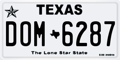 TX license plate DOM6287