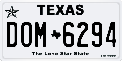 TX license plate DOM6294
