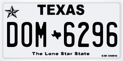 TX license plate DOM6296