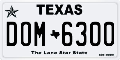 TX license plate DOM6300