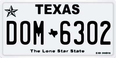 TX license plate DOM6302