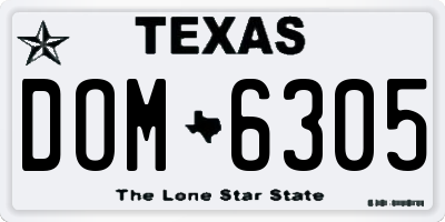 TX license plate DOM6305