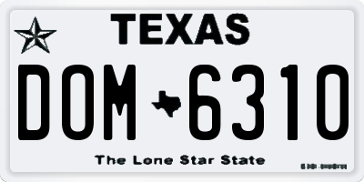 TX license plate DOM6310