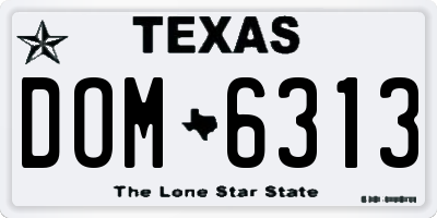 TX license plate DOM6313