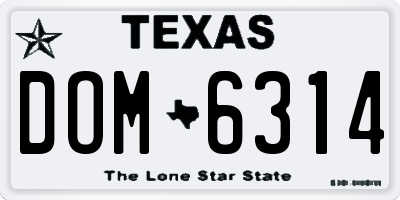 TX license plate DOM6314