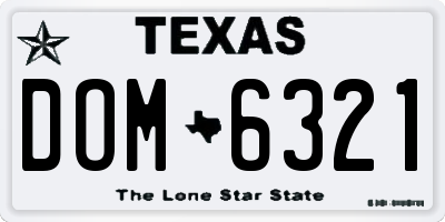 TX license plate DOM6321