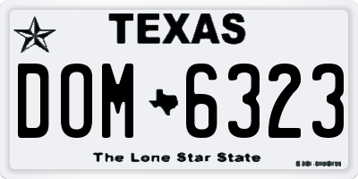 TX license plate DOM6323