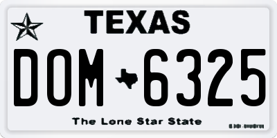 TX license plate DOM6325