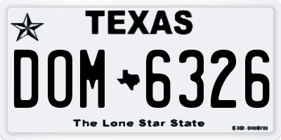TX license plate DOM6326