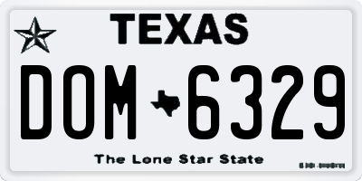 TX license plate DOM6329