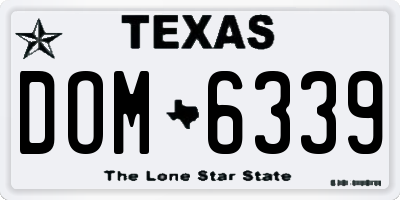TX license plate DOM6339
