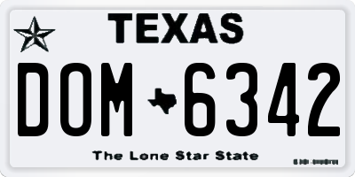 TX license plate DOM6342