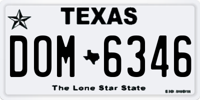 TX license plate DOM6346