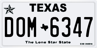 TX license plate DOM6347