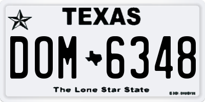 TX license plate DOM6348
