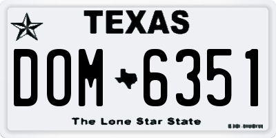TX license plate DOM6351
