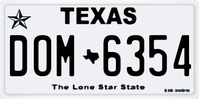TX license plate DOM6354