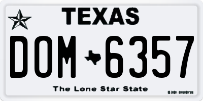 TX license plate DOM6357