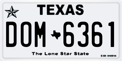 TX license plate DOM6361