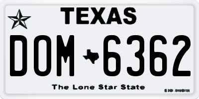 TX license plate DOM6362