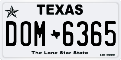 TX license plate DOM6365