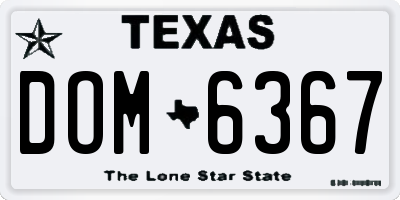 TX license plate DOM6367