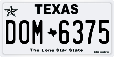 TX license plate DOM6375