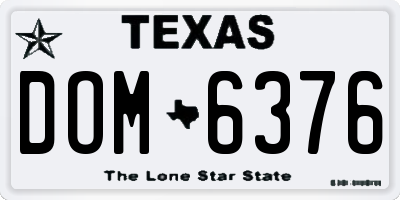 TX license plate DOM6376