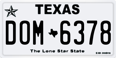 TX license plate DOM6378