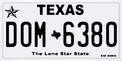 TX license plate DOM6380