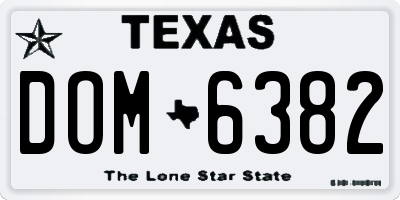TX license plate DOM6382