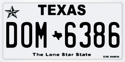 TX license plate DOM6386
