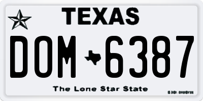TX license plate DOM6387