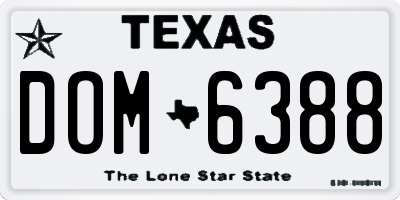 TX license plate DOM6388