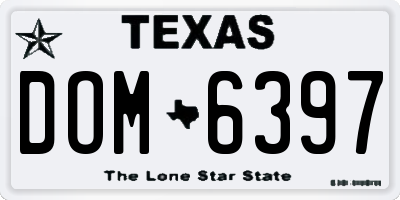 TX license plate DOM6397