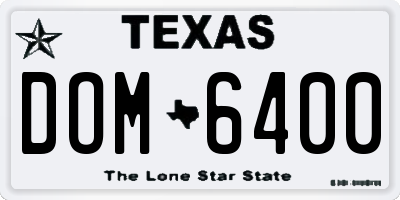 TX license plate DOM6400