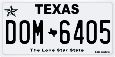 TX license plate DOM6405
